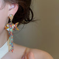 European Style Alloy Goldfish Tassel Drop Earrings With Rhinestone Enamel Accents For Women view 4
