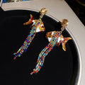 European Style Alloy Goldfish Tassel Drop Earrings With Rhinestone Enamel Accents For Women view 3