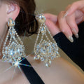 European Style Copper Teardrop Drop Earrings With Sparkling Rhinestone Court Luxury Design view 4