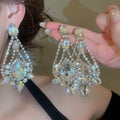 European Style Copper Teardrop Drop Earrings With Sparkling Rhinestone Court Luxury Design view 2