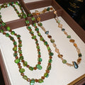 Bohemian Green Glass Irregular Geometric Necklace Vintage Old Money Layered Collarbone Jewelry view 2