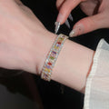 18K Gold Plated Copper Zircon Geometric Square Bangle Luxury Sweet Elegant Fashion Jewelry view 3