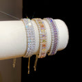 18K Gold Plated Copper Zircon Geometric Square Bangle Luxury Sweet Elegant Fashion Jewelry view 4