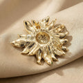 Alloy Rhinestone Sunflower Brooch Pin For Coats And Cardigans view 4