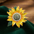 Alloy Rhinestone Sunflower Brooch Pin For Coats And Cardigans view 3