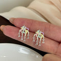 Silver Pin New Chinese Colorful Enamel Firework Flower Pendant Drop Earrings for Women view 3