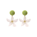 Elegant Green Acrylic Bead White Flower Tassel Drop Studs For Vacation Commuting Fashion Earrings view 5