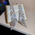 Copper Geometric Triangle Full Rhinestone Tassel Drop Earrings For Elegant Evening Dress view 4