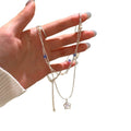 French Light Luxury Copper Double Layer Pearl Glass Bead Star Zircon Pendant Necklace view 5