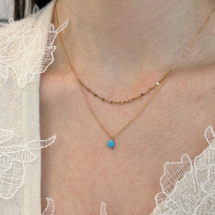 Korean Style Resin Teardrop Pendant Necklace Light Luxury Minimalist Collarbone Chain