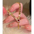 French Vintage Copper Snake Bone Ruby Open Bangle For Women Light Luxury Niche Jewelry view 2