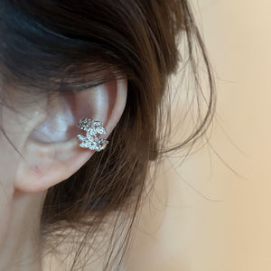 Copper Zircon Wheat Ear Leaf Clip-on Earrings, Delicate No-Piercing Cartilage Cuffs