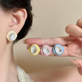 Alloy Silver Needle Dopamine Enamel Irregular Geometric Stud Earrings, Modern Sweet Unique Design view 2