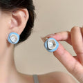 Alloy Silver Needle Dopamine Enamel Irregular Geometric Stud Earrings, Modern Sweet Unique Design view 4