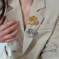 Vintage 3D Alloy Rose Flower Brooch Statement Floral Fashion Clothing Accessory view 1
