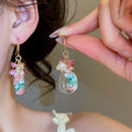 Elegant Pastoral Resin Preserved Flower Drop Earrings For Women, Light Luxury Floral Ear Hooks view 4