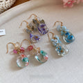 Elegant Pastoral Resin Preserved Flower Drop Earrings For Women, Light Luxury Floral Ear Hooks view 3