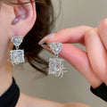 Copper Zircon Heart And Bow Stud Earrings Light Luxury Minimalist Fashion Ear Jewelry view 2