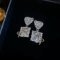 Copper Zircon Heart And Bow Stud Earrings Light Luxury Minimalist Fashion Ear Jewelry view 3