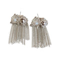 Freshwater Pearl Geometric Chain Tassel Drop Earrings With Sterling Silver Pins view 5
