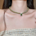 Sparkling Zircon Beaded Faux Pearl Geometric Choker Necklace For Women Old Money Palace Style view 1