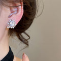 14K Gold Plated Zircon Faux Pearl Oval French Vintage Clip-on Earrings view 4