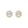 14K Gold Plated Zircon Faux Pearl Oval French Vintage Clip-on Earrings view 5