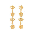 Alloy Rhinestone Flower Tassel Drop Earrings, Statement Light Luxury Metal Floral Ear Jewelry view 5