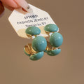 Korean Sweet Resin Round C Shape Stud Earrings With Silver Pins Minimalist Light Luxury Jewelry view 4