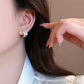 Alloy Full Rhinestone Geometric Square Clip Earrings For Women Minimalist Fashion Ear Jewelry view 3