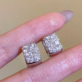 Alloy Full Rhinestone Geometric Square Clip Earrings For Women Minimalist Fashion Ear Jewelry view 4