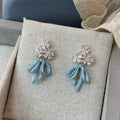 Light Luxury Alloy Bow Stud Earrings With Zircon Flower Enamel Island Vacation Style view 3