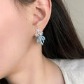 Light Luxury Alloy Bow Stud Earrings With Zircon Flower Enamel Island Vacation Style view 2