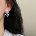 Light Luxury Alloy Bow Stud Earrings With Zircon Flower Enamel Island Vacation Style view 4