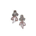 Light Luxury Alloy Bow Stud Earrings With Silver Pins And Zircon Flower Detail For Women view 5