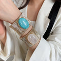 2026 Vintage Hammered Alloy Open Cuff Bangle Geometric Light Luxury Statement Bracelet view 2