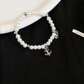 French Elegant Faux Pearl Beaded Iris Flower Necklace Bracelet Jewelry Set Light Luxury Accessory view 4