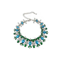 Copper Zircon Flower Necklace And Earrings Jewelry Set For Women Court Style Banquet view 5