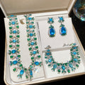 Copper Zircon Flower Necklace And Earrings Jewelry Set For Women Court Style Banquet view 3