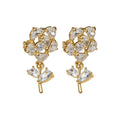 Copper Rose Flower Micro Pave Zircon Clip-on Earrings For Women Light Luxury Fashion Jewelry view 5