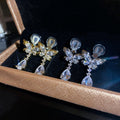 14K Gold Plated Copper Zircon Butterfly Teardrop Clip-on Earrings Light Luxury No Piercing Jewelry view 2
