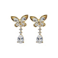 14K Gold Plated Copper Zircon Butterfly Teardrop Clip-on Earrings Light Luxury No Piercing Jewelry view 5