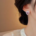 Pink Zircon Strawberry Alloy Stud Earrings For Women, Light Luxury 2026 Fashion Jewelry view 3