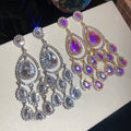 European Style Alloy Rhinestone Teardrop Stud Earrings For Elegant Formal Gown Looks view 2
