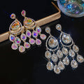 European Style Alloy Rhinestone Teardrop Stud Earrings For Elegant Formal Gown Looks view 4