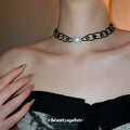 Old Money Dark Style Glass Bead Pearl Choker Necklace For Women With Round Geometric Accents view 3