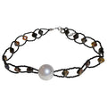Old Money Dark Style Glass Bead Pearl Choker Necklace For Women With Round Geometric Accents view 5