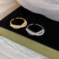 Zircon Cross Pearl Open Ring With Minimalist Luxury Design For Women view 4