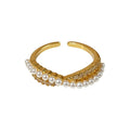 Zircon Cross Pearl Open Ring With Minimalist Luxury Design For Women view 5