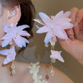 Fabric Flower Stud Earrings Sweet Chiang Mai Holiday Vacation Style Floral Earrings for Women view 3